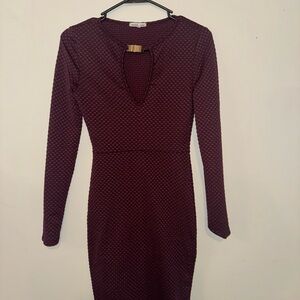 Charlotte Russe Burgundy Long Sleeve Midi Dress